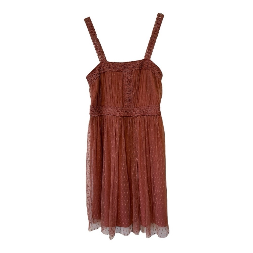 Fairycore Empire-waist Dress with Tulle Overlay & Crochet-trim - Size Medium
